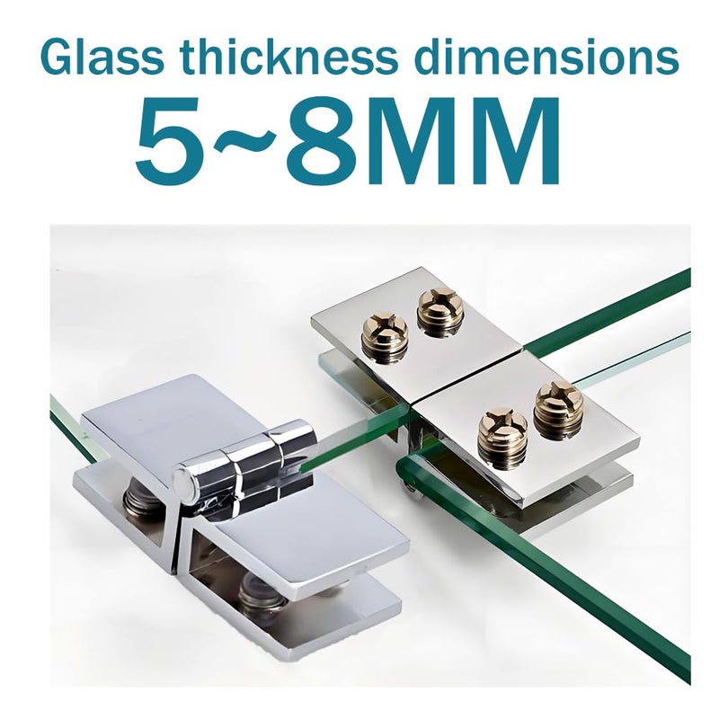 WANLIAN [2 Pieces] 180Â°Frameless Glass Door hinge-180 Degree Glass Shower Door Hinges clamp Suitable for 5-8mm Thickness - Image 4